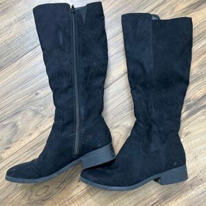 Style & Co Black Suede Knee-High Riding Boots Size 6